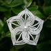 Snowflake White French Beaded Flower Christmas Ornament