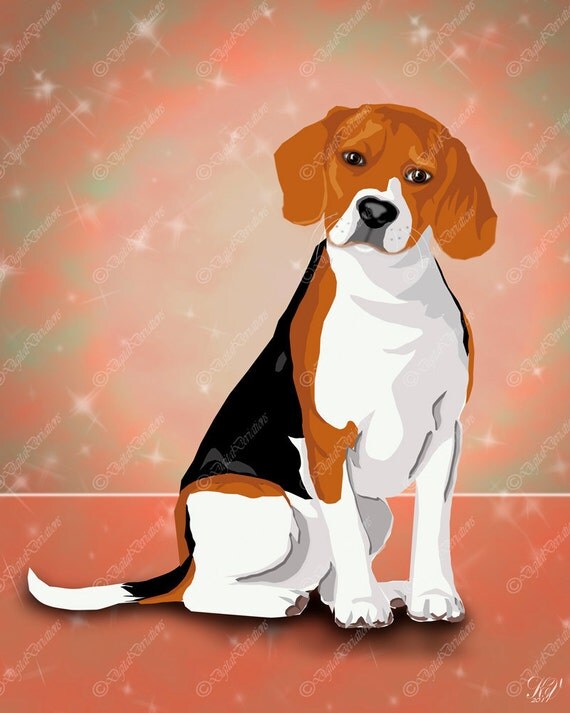 Beagle Print 8X10 Pet Digital Art