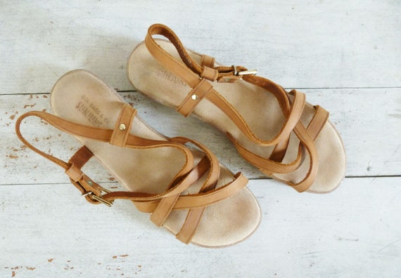 Vintage 80s Bass Soft Brown Sandals 0396