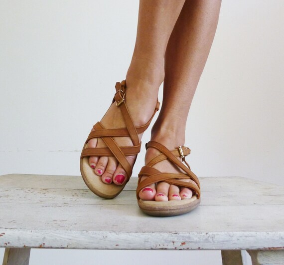 Vintage 80s Bass Soft Brown Sandals