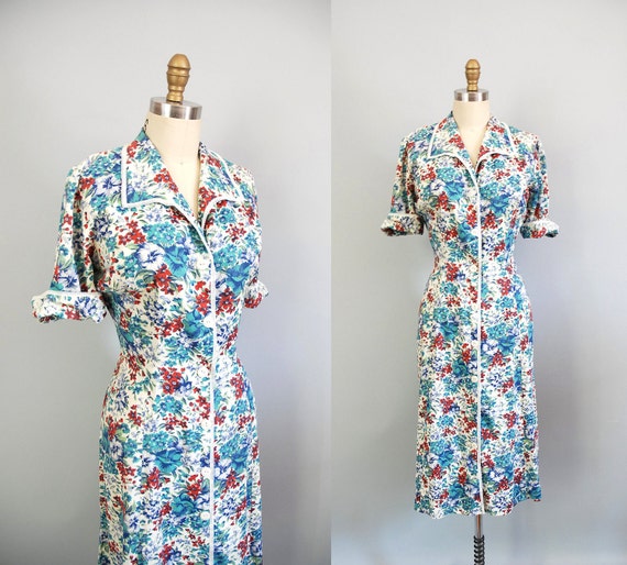 1930s Dress / 30s Floral Cotton Dress / by wildfellhallvintage