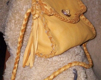 Sale Hand Laced Leather Deerskin Fully Lined in ivory Ultra Suede Tammy Bag