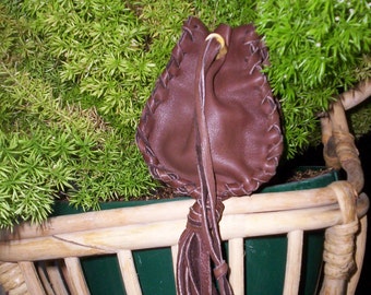 Sale Hand Laced Brown Deerskin Bigger Dittie Bag Pouch coin Purse Stash Bag