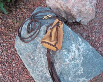 Sale Hand Laced Deerskin Hippie Boho Circle Drop Bag Purse Pouch