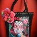 Pretty Lady Sugar Skull Black Tote Bag