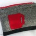 Zip Pouch, Red Coffee Cup, Upcycled Wool, Repurposed Suit, Herringbone