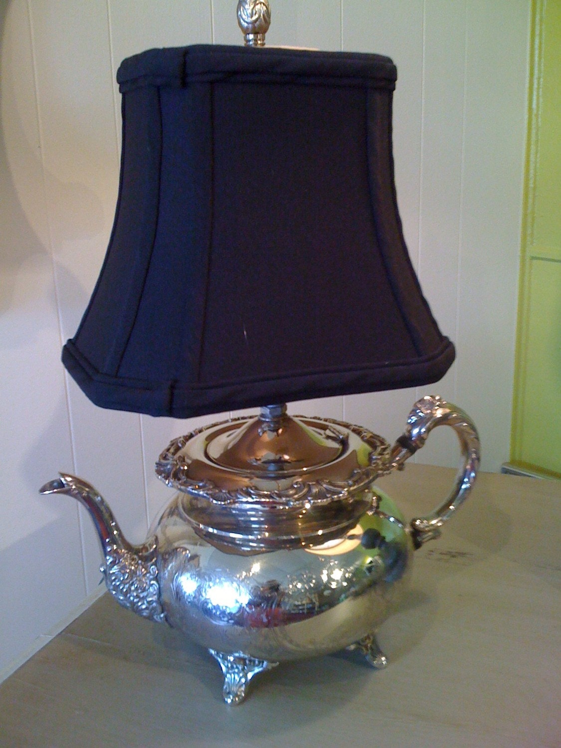 Vintage Silver Teapot Lamp