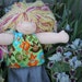 Monkey pillow case top and herringbone denim pants - fits 14 inch Waldorf doll