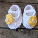 White Mary Jane Booties with Yellow flower