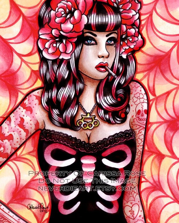 Limited Edition Wink Cover Pin up Art Print by by NeverDieArt