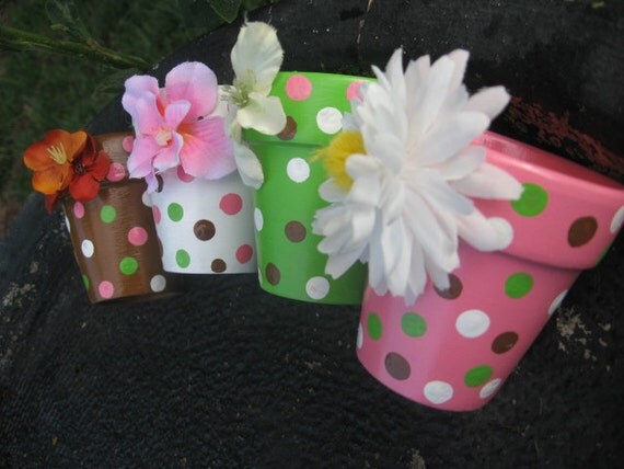 Items similar to 3 inch clay flower pots,customized, All sizes ...