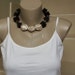 Folded Silver Origami and Lava Cube Necklace