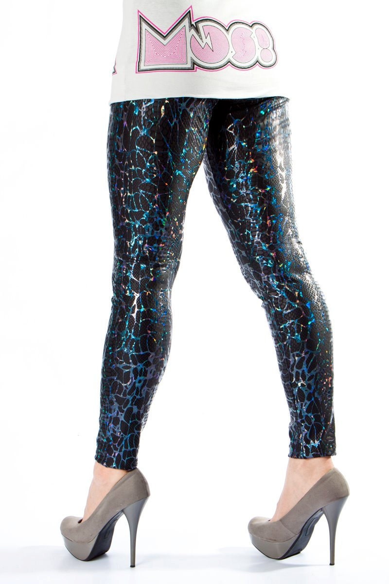 Metallic Black Leggings MADE TO ORDER by VamosApparel on Etsy