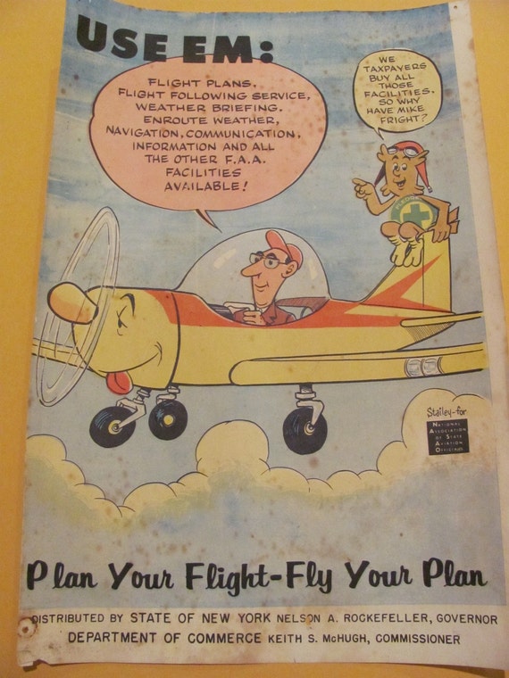 Vintage Aviation Safety Cartoon Poster