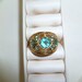 Blue Ring Topaz Wide Band Vintage Vermeil Size 6 Sterling Silver 14K