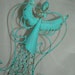 Upcycled Aqua Tall Beautiful Angel 24 1/2 inches Tall