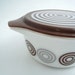 Mid Century Brown Gray Circles Design Salton Pyrex Era Glass Casserole