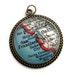 Vintage San Francisco CA Coastline City Map Pendant Glass Tile Dome Brass Wearable Art