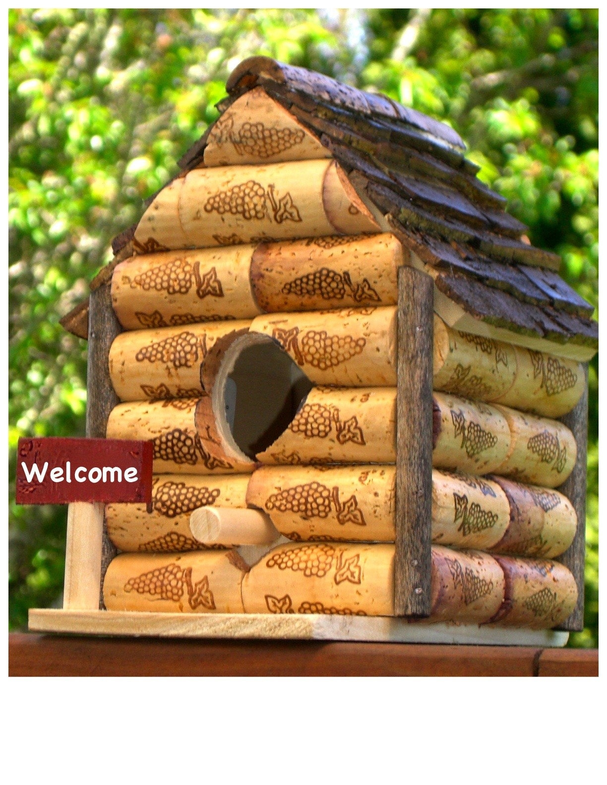 Wine cork birdhouse