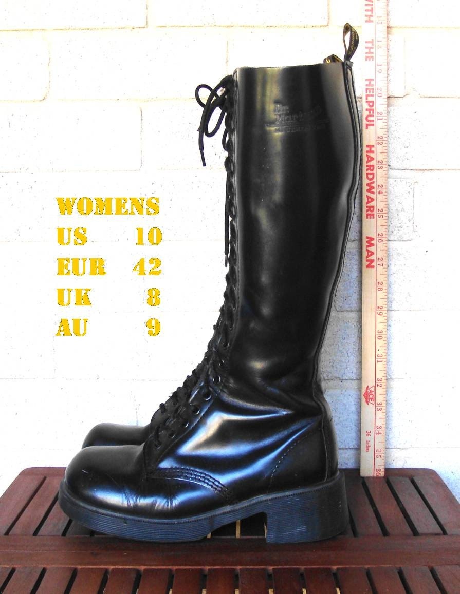 VTG Doc Martens 20 Eye Black Leather Boots Womens US 10