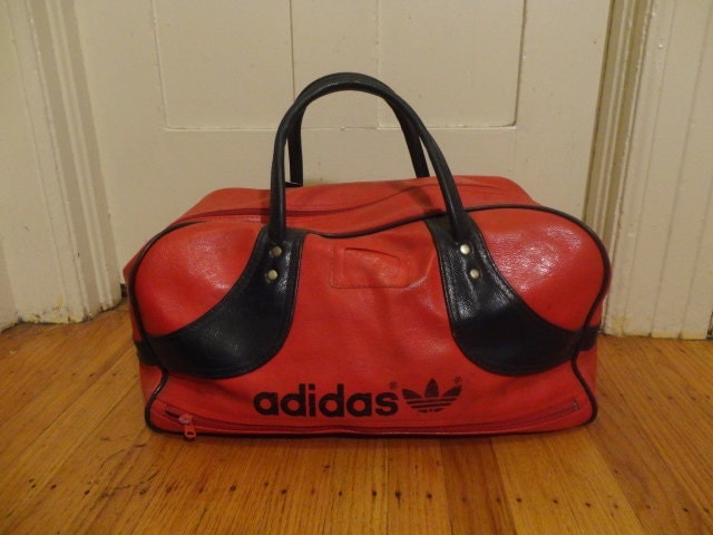 70's Adidas Trefoil Gym Bag Red & Navy 1970's by silversaturation