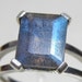 Labradorite Sterling Silver Ring, Emerald Cut Faceted Gemstone Ring, Labradorite Ring, Chaton Ring