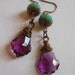 Baroque turquoise amethyst crystal aqua purple fluted briolette funky French bohemian earrings