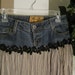 Café Crème jean skirt taupe silk vintage lace French chic Renaissance Denim Couture bohemian goddess