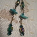 Émeraudes et Turquoise earrings genuine gemstone vintage emerald crystal iridescent Swarovski bohemiam Reserved for LastDanceVintage