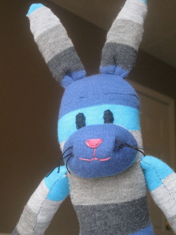 sock bunny stripe blue striped sock bunny stuffed animal sock bunny stripe blue striped sock bunny stuffed animal