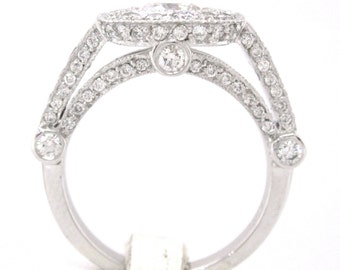 Cushion cut diamond engagement ring bezel set 2.21ctw