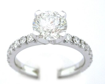 Round cut diamond ring art deco 1.20ctw