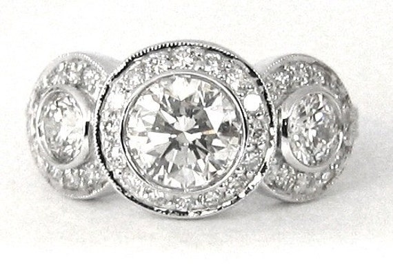 Art deco bezel set engagement rings