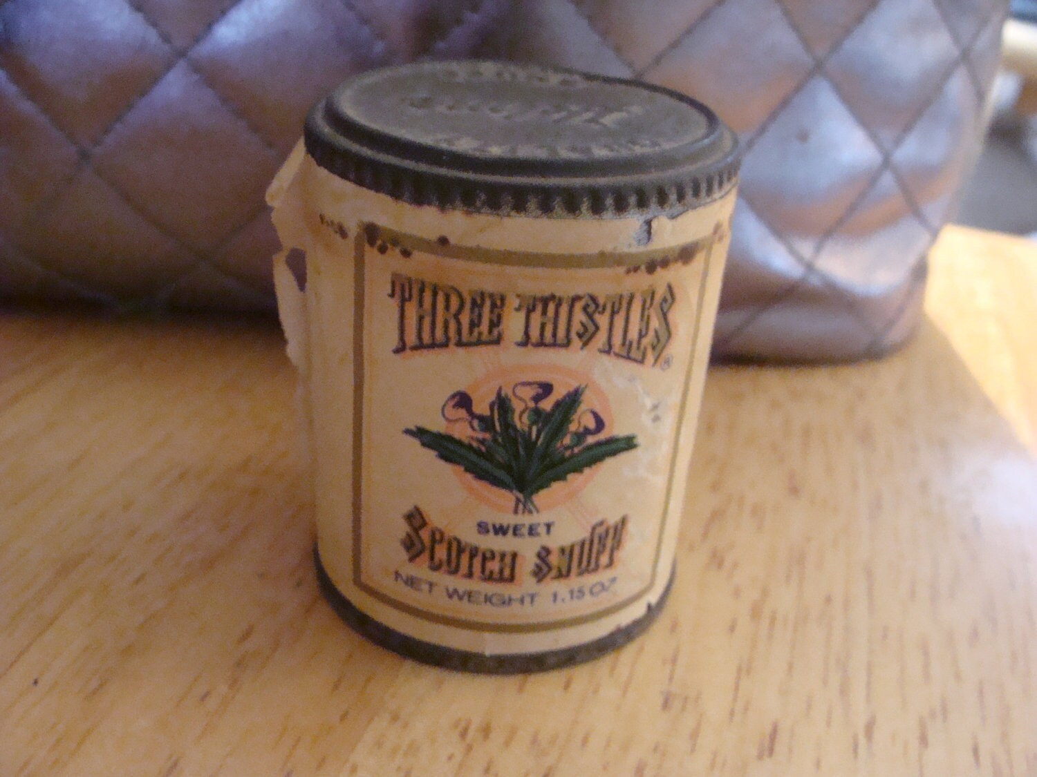Vintage unopened Three Thistles sweet SCOTCH SNUFF can or tin