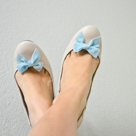 Items similar to Mini Bow Shoe Clips Something Blue Velvet on Etsy