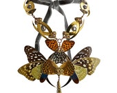 TITANIA / Large Gold Butterfly and Pearls Necklace