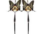 SYLPH / Swallowtail Butterfly Kanzashi Long Dangle Earrings