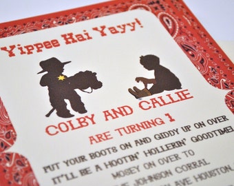 Cowboy and Cowgirl Birthday Invitation