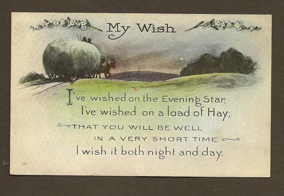 Vintage Postcard Get Well Wishes Postally used 1917