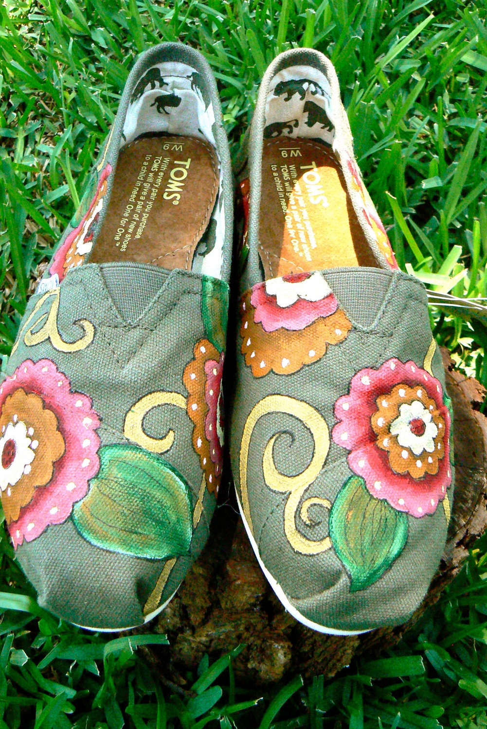 Custom Hand Painted TOMS shoes bright Bohemian by