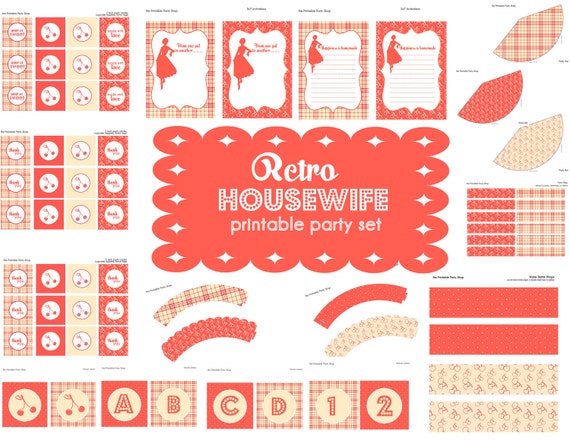 retro party print Housewife Party Printable Retro Items 79 Set Invite retro party print Housewife Party Printable Retro Items 79 Set Invite