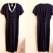 1980s Crochet Collar Navy Button Front Dress // Nautical Maxi Dress ( m - l )
