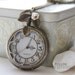 Antique Gold Pocket Watch Necklace Decorated with Leaf and Vintage Green Czech Glass (PW-23)