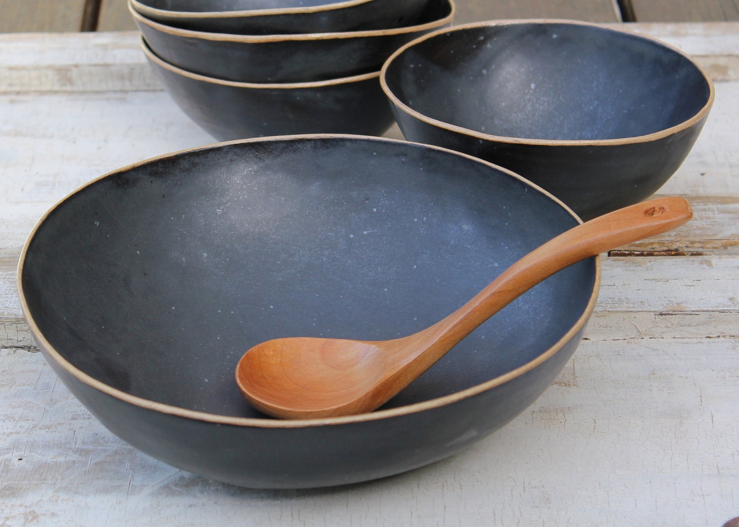 black salad bowl by lauriegceramics on Etsy