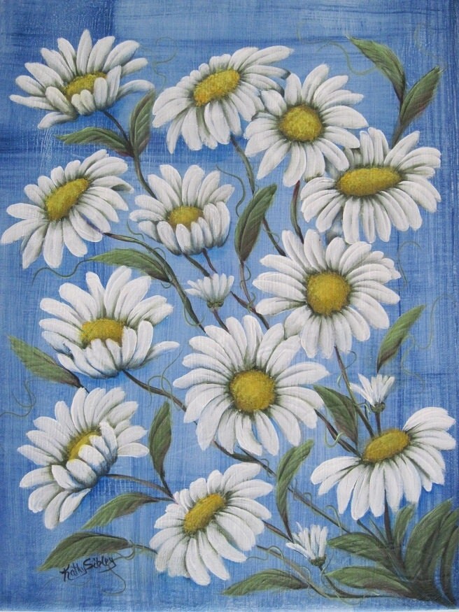 Summer Country Daisies Original Painting 11 x 14 inch