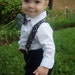 bow tie and suspenders for toddler boy - multicolored polka dot on black