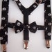 bow tie and suspender set for toddler boy - black with skulls MICHAEL MILLER