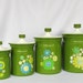 Vintage Kromex Avocado Green Aluminum 4 Piece Canister Set Farmhouse Kitchen
