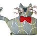 Extra Durable Dog Toy - Large Grey Fat Cat "DOUBLE FABRIC LAYER Construction"