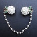 Vintage White Rose and Faux Pearl Sweater Clasp/Guard